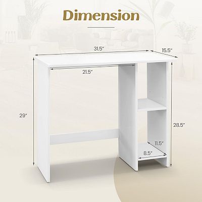 Small Computer Desk With Storage And Adjustable Shelf white