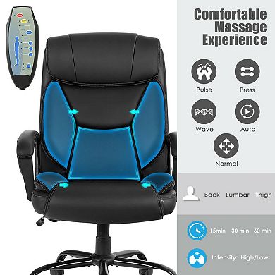 Massage Executive Office Chair With 6 Vibrating Points-black