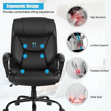 Massage Executive Office Chair With 6 Vibrating Points-black