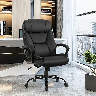 Massage Executive Office Chair With 6 Vibrating Points-black