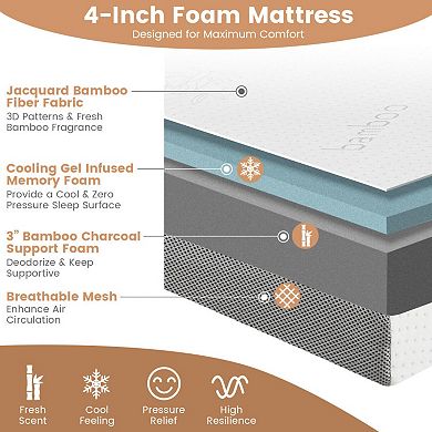 4 Inch Tri-fold Cool Gel Memory Foam Mattress-full Size