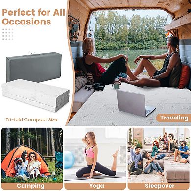 4 Inch Tri-fold Cool Gel Memory Foam Mattress-full Size