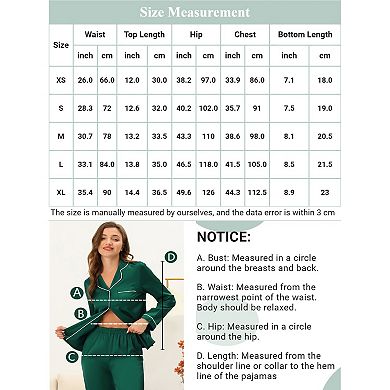 Womens Silky Satin Pajamas Sets Cami Shorts Sets Sleepwear 2 Piece