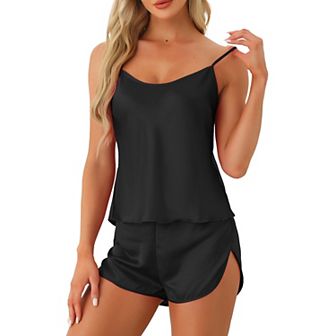 Women's Silky Satin Pajamas Sets Cami Shorts Sets Sleepwear 2 pc