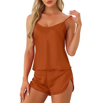 Women's Silky Satin Pajamas Sets Cami Shorts Sets Sleepwear 2 pc