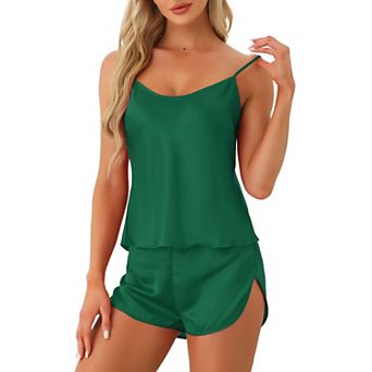 Women's Silky Satin Pajamas Sets Cami Shorts Sets Sleepwear 2 pc
