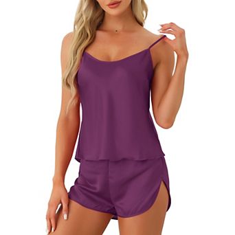 Women's Silky Satin Pajamas Sets Cami Shorts Sets Sleepwear 2 pc