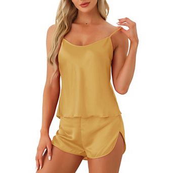 Women's Silky Satin Pajamas Sets Cami Shorts Sets Sleepwear 2 pc