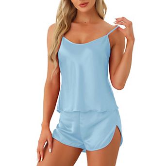 Women's Silky Satin Pajamas Sets Cami Shorts Sets Sleepwear 2 pc