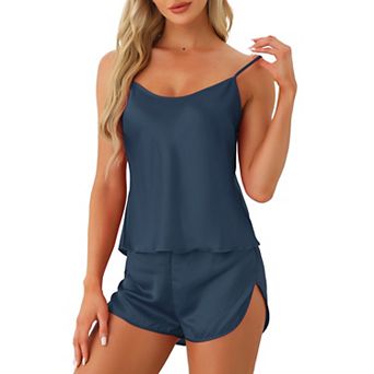 Women's Silky Satin Pajamas Sets Cami Shorts Sets Sleepwear 2 pc