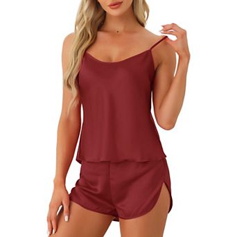 Women's Silky Satin Pajamas Sets Cami Shorts Sets Sleepwear 2 pc