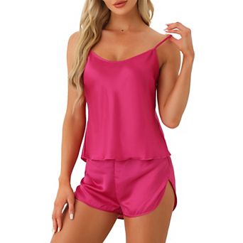 Women's Silky Satin Pajamas Sets Cami Shorts Sets Sleepwear 2 pc