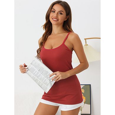 Womens Fit Camisole With Built In Bra Adjustable Spaghetti Strap Pajama Tank Tops