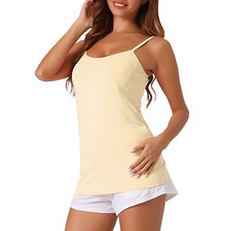 Womens Fit Camisole With Built In Bra Adjustable Spaghetti Strap Pajama Tank Tops