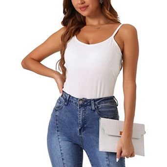 Womens Fit Camisole With Built In Bra Adjustable Spaghetti Strap Pajama Tank Tops