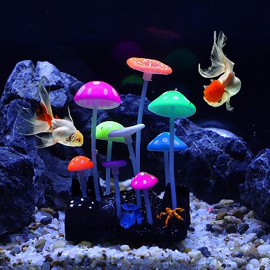 4PCS Glowing Aquarium Coral Decor - Fluorescent Silicone Coral With Suction Cups For Fish Tanks