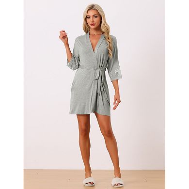 Womens Cotton Robe Lightweight Short Bathrobe Thin Sleepwear Soft Ladies Loungewear