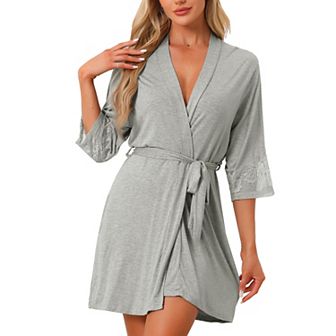 Womens Cotton Robe Lightweight Short Bathrobe Thin Sleepwear Soft Ladies Loungewear