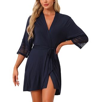 Womens Cotton Robe Lightweight Short Bathrobe Thin Sleepwear Soft Ladies Loungewear