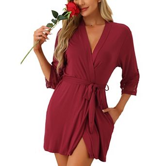 Womens Cotton Robe Lightweight Short Bathrobe Thin Sleepwear Soft Ladies Loungewear