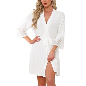 Women's Robe Short Bathrobe Lightweight Thin Sleepwear Soft Loungewear with Pockets