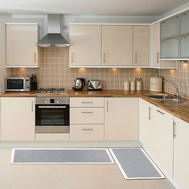 Geometry Kitchen Rug Cushioned Kitchen Floor Mat Non Slip Waterproof Comfort Carpet 18" X 28"