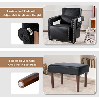 Modern Berber Fleece Single Sofa Chair With Ottoman And Waist Pillow