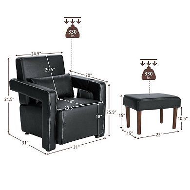 Modern Berber Fleece Single Sofa Chair With Ottoman And Waist Pillow