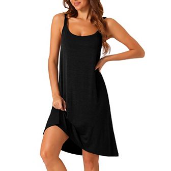 Womens Nightgown Backless Loose Pajamas Cross Suspenders Spaghetti Straps Casual Loungewear Plus