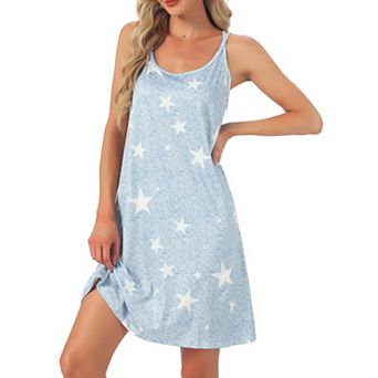 Womens Nightgown Backless Loose Pajamas Cross Suspenders Spaghetti Straps Casual Loungewear Plus