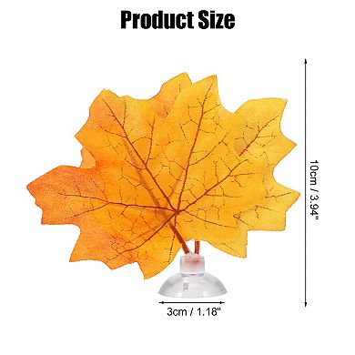 4pcs Betta Fish Leaf Pad Hammock Resting Hide Plants Yellow Orange 3.94"x3.54" With Suction Cup