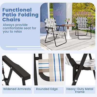 4 Pieces Folding Beach Chair Camping Lawn Webbing Chair