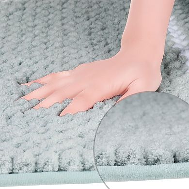 Striped Bathroom Rugs Absorbent Fluffy Chenille Bath Mat Rug, Non Slip Bathroom Floor Mat