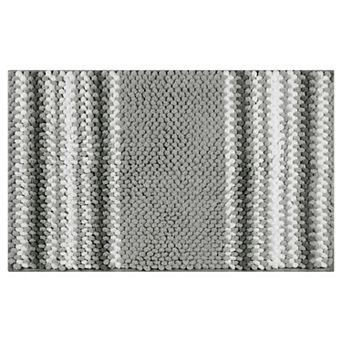Striped Bathroom Rugs Absorbent Fluffy Chenille Bath Mat Rug, Non Slip Bathroom Floor Mat
