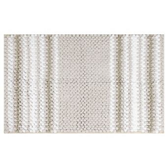 Striped Bathroom Rugs Absorbent Fluffy Chenille Bath Mat Rug, Non Slip Bathroom Floor Mat