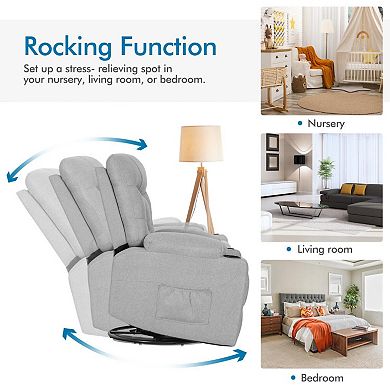 Massage Rocking Recliner Chair With Heat And Vibration-gray