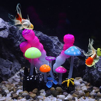 Silicone Glowing Aquarium Mushroom Coral Decoration Fluorescence ...