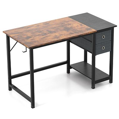Home Office Desk With 2 Drawers Hanging Hook 48 Inch