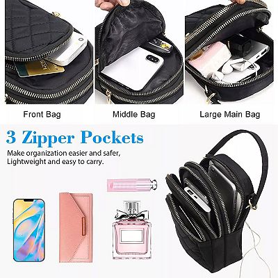 Ladies Cell Phone Shoulder Bag Crossbody Purse Black