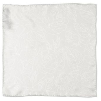 Soft Floral Gray Silk Men's Pocket Square