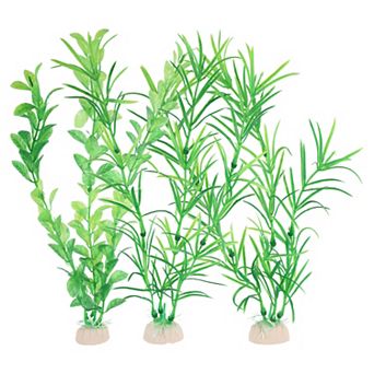 3 pc Aquarium Plastic Plants Fish Tank Artificial Aquatic Plants For Landspace Plant Decor Green