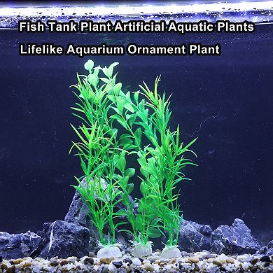 3 Pcs Aquarium Plastic Plants Fish Tank Artificial Aquatic Plants For Landspace Plant Decor Green