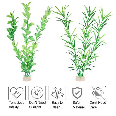 3 Pcs Aquarium Plastic Plants Fish Tank Artificial Aquatic Plants For Landspace Plant Decor Green