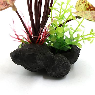 Pink Plastic Aquarium Tank Plant Waterscape Decor Ornament With Resin Base