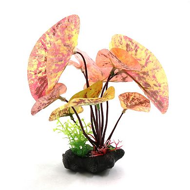Pink Plastic Aquarium Tank Plant Waterscape Decor Ornament With Resin Base