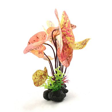 Pink Plastic Aquarium Tank Plant Waterscape Decor Ornament With Resin Base