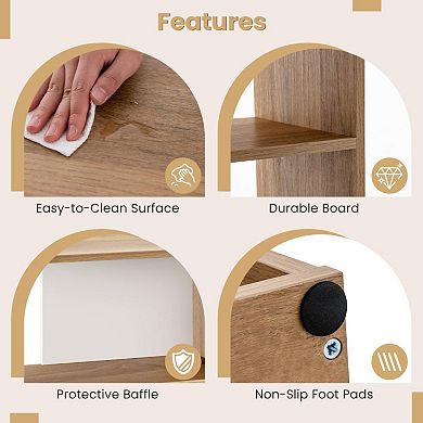 Concave Bookshelf 3-shelf Open Bookcase With Anti-toppling Device For Living Room Study Office