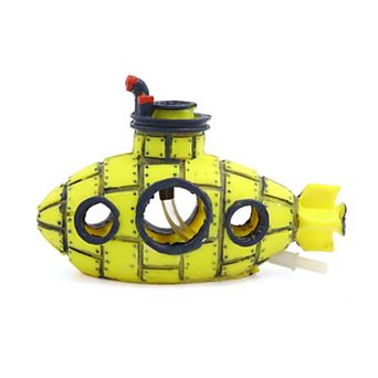 Aquarium Fish Tank Decoration Bubble Maker Yellow Spaceship Ornament