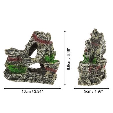 Aquarium Landscape Mountain Decoration Artificial Aquatic Terrariums Stone Rock White Gray 3.46"