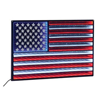 Melrose Light-Up American Flag Infinity Mirror Wall Decor